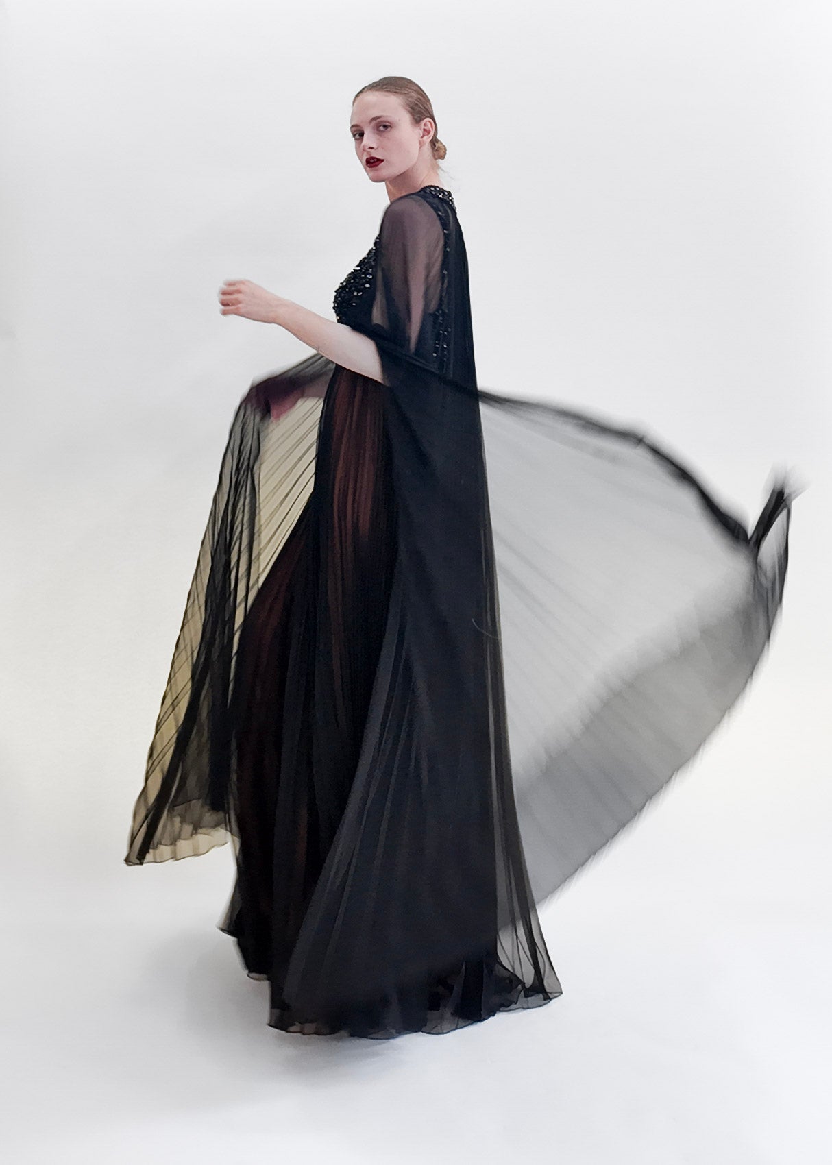 Vintage 1969 Bob Mackie /Bob Aghayan Pleated Gown With Cape