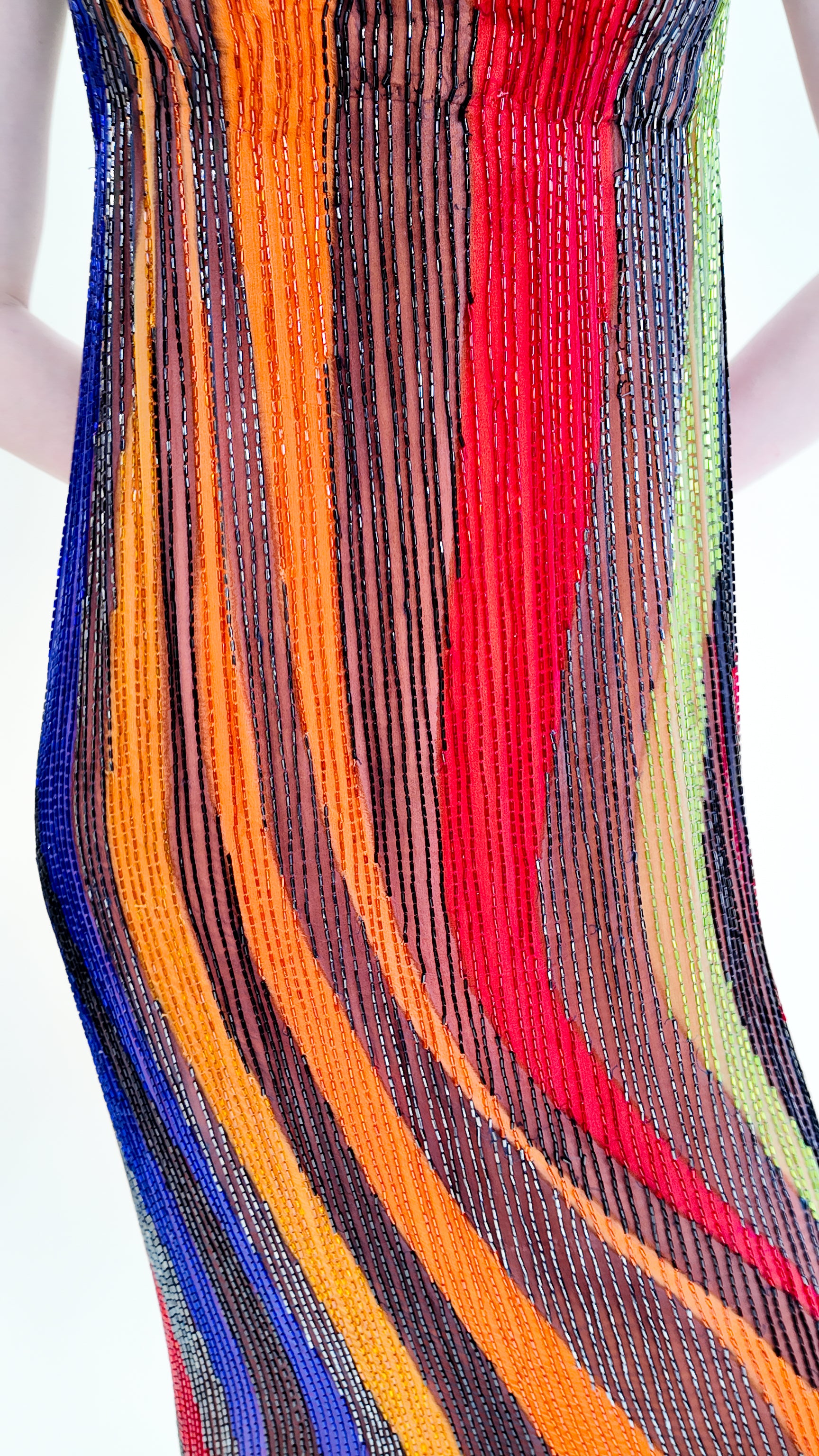 Custom Beaded Rainbow Striped Gown - The Kit Vintage