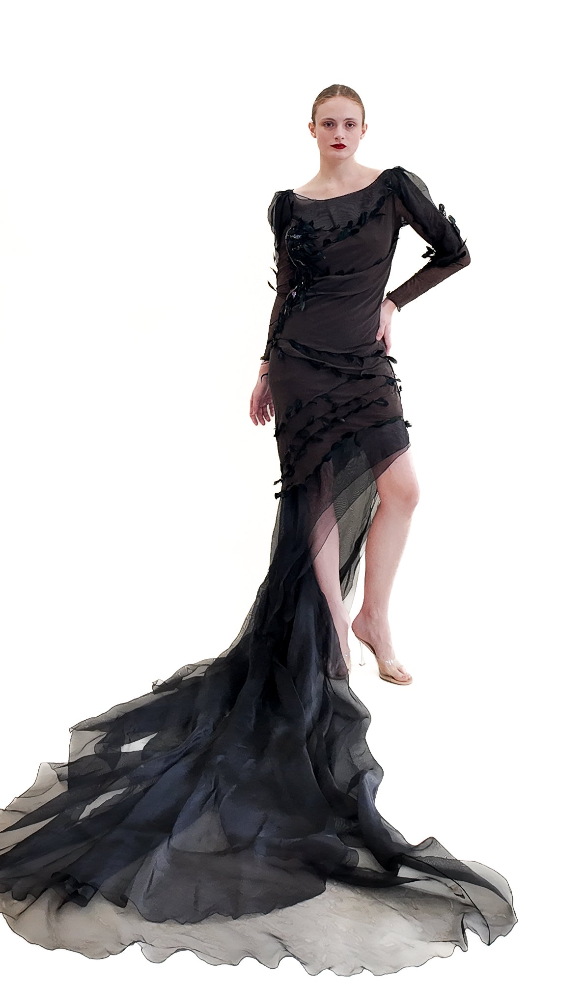 Nina Ricci by Olivier Theyskens Spring 2009 Brown Feather Gown - The Kit Vintage