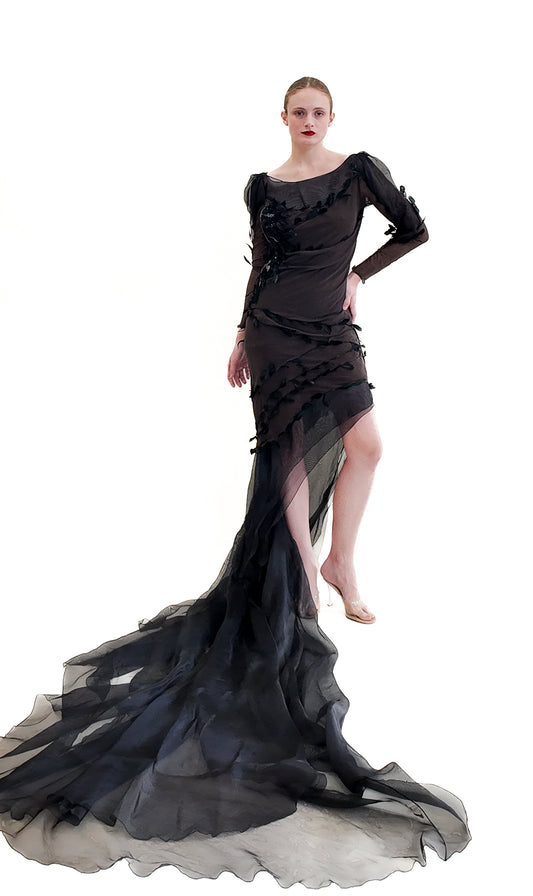 Nina Ricci by Olivier Theyskens Spring 2009 Brown Feather Gown - The Kit Vintage