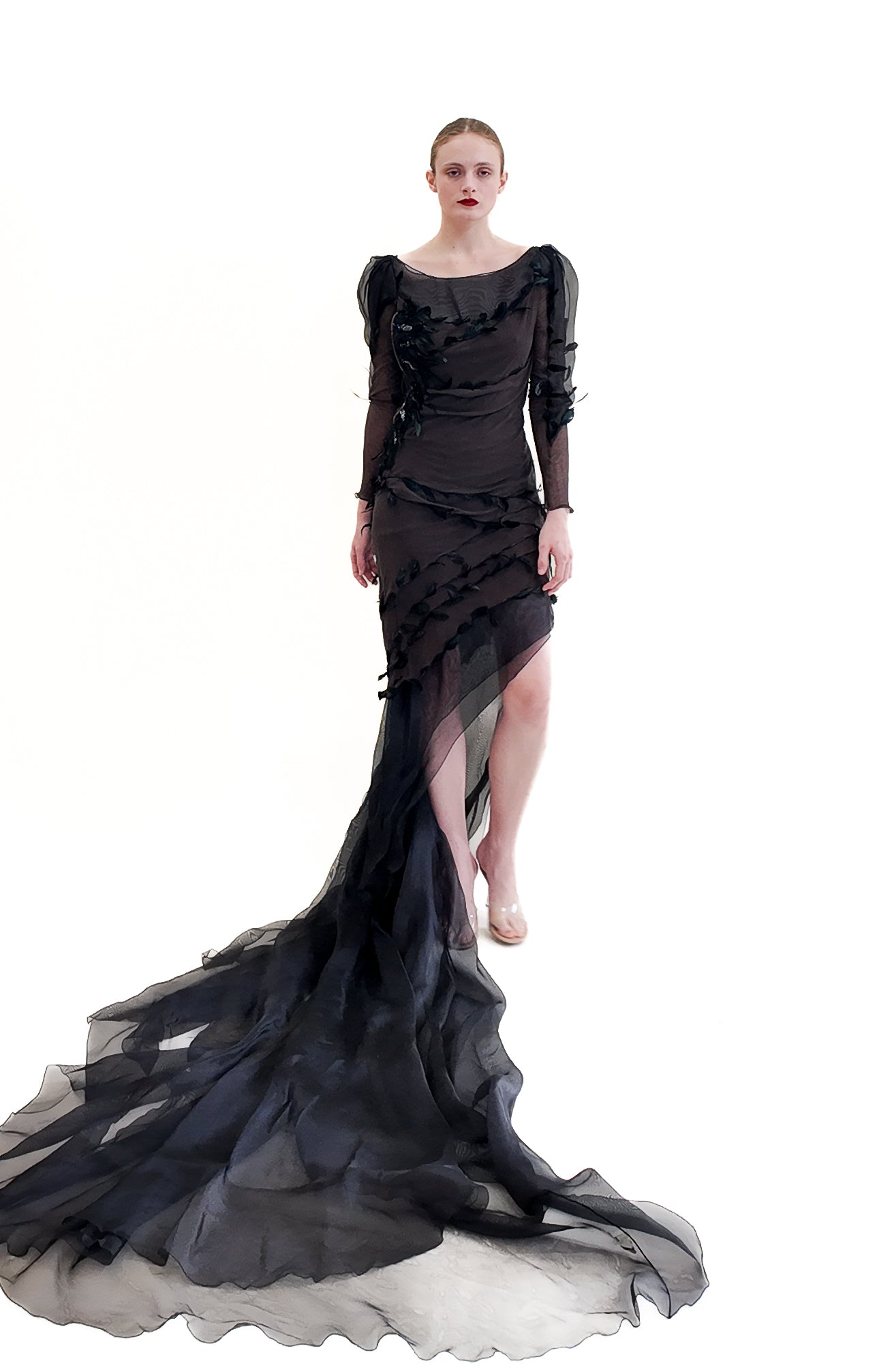 Nina Ricci by Olivier Theyskens Spring 2009 Brown Feather Gown - The Kit Vintage