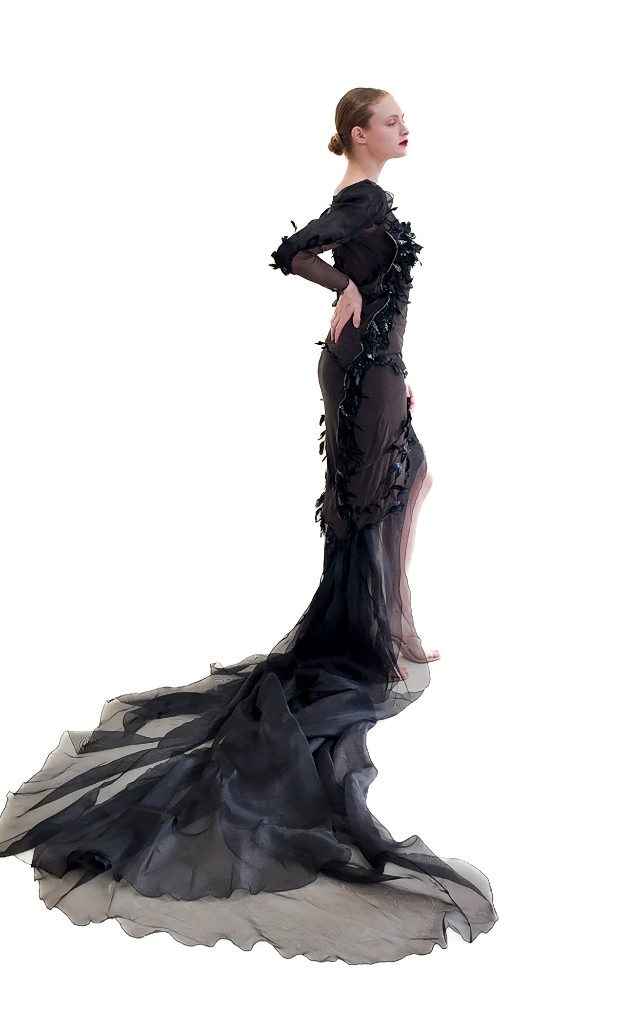 Nina Ricci by Olivier Theyskens Spring 2009 Brown Feather Gown - The Kit Vintage