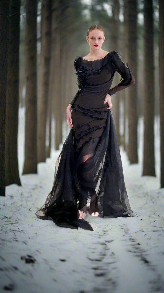 Nina Ricci by Olivier Theyskens Spring 2009 Brown Feather Gown - The Kit Vintage