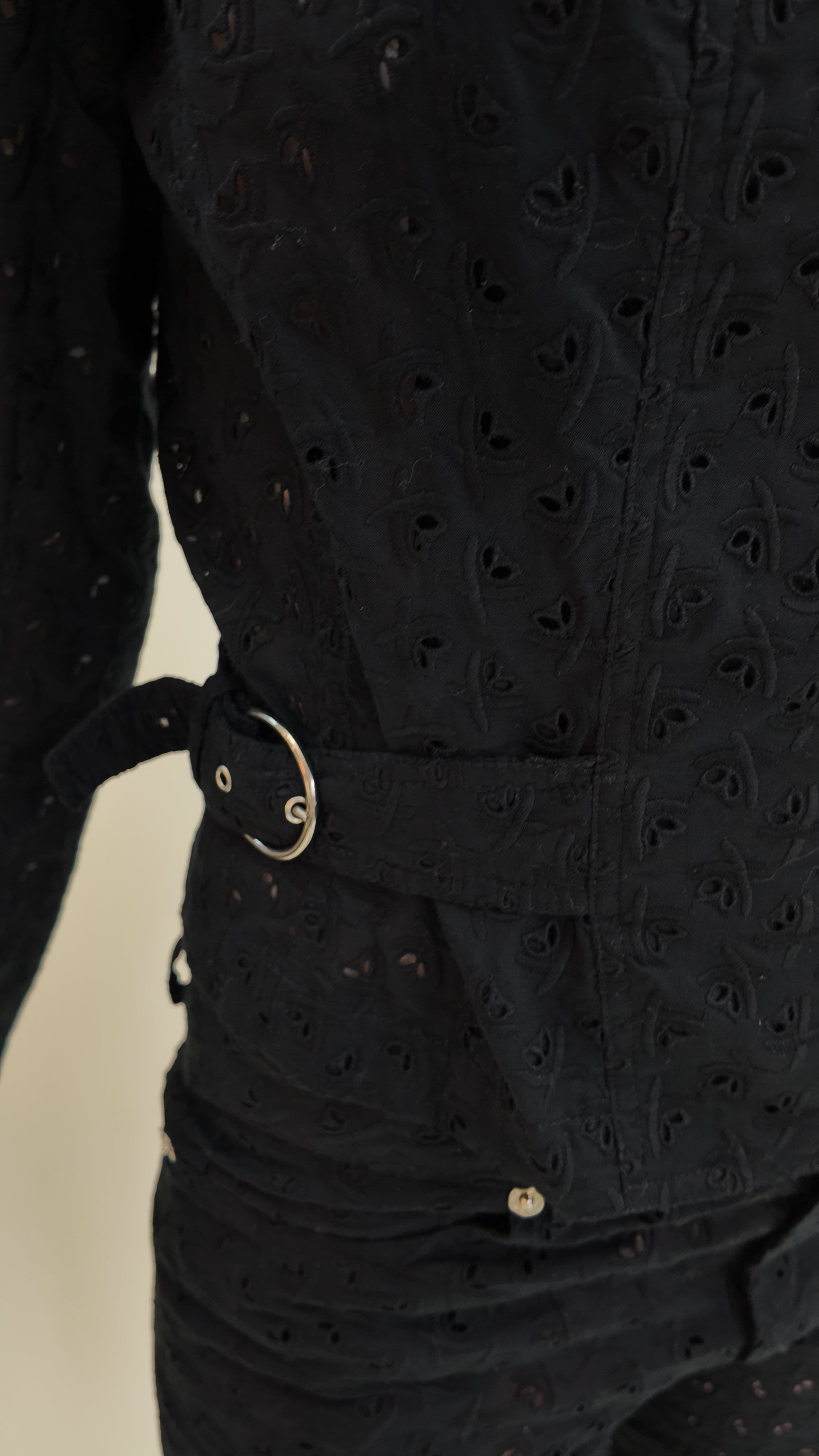 John Galliano Spring 2002 Black Eyelet Pants and Jacket Set - The Kit Vintage