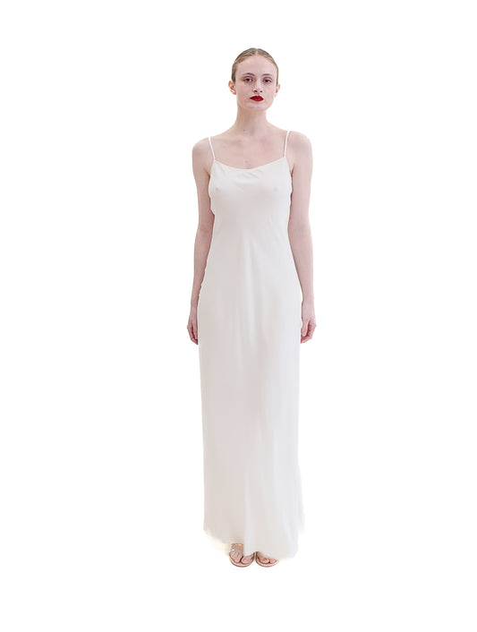 Jane Booke White Low Back Slip Dress - The Kit Vintage
