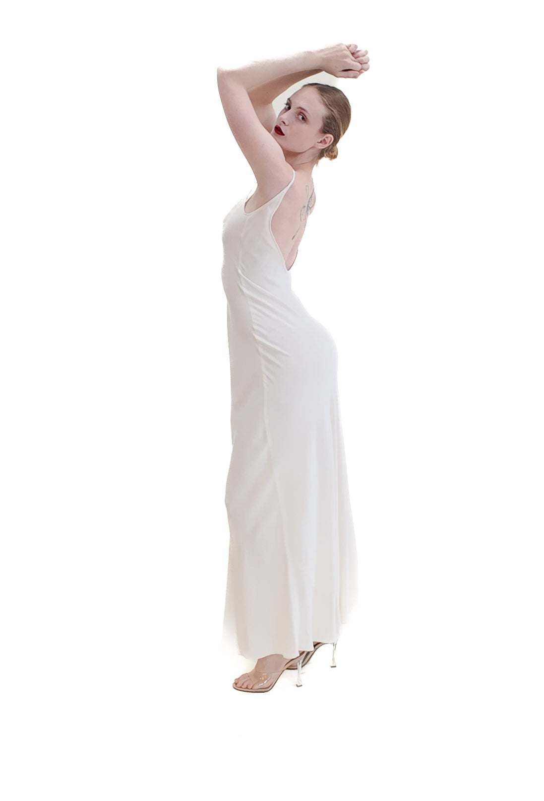 Jane Booke White Low Back Slip Dress - The Kit Vintage
