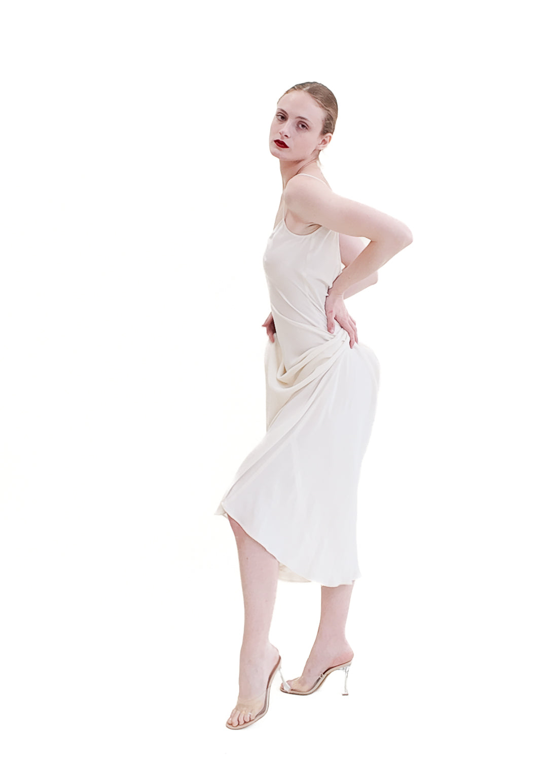 Jane Booke White Low Back Slip Dress - The Kit Vintage