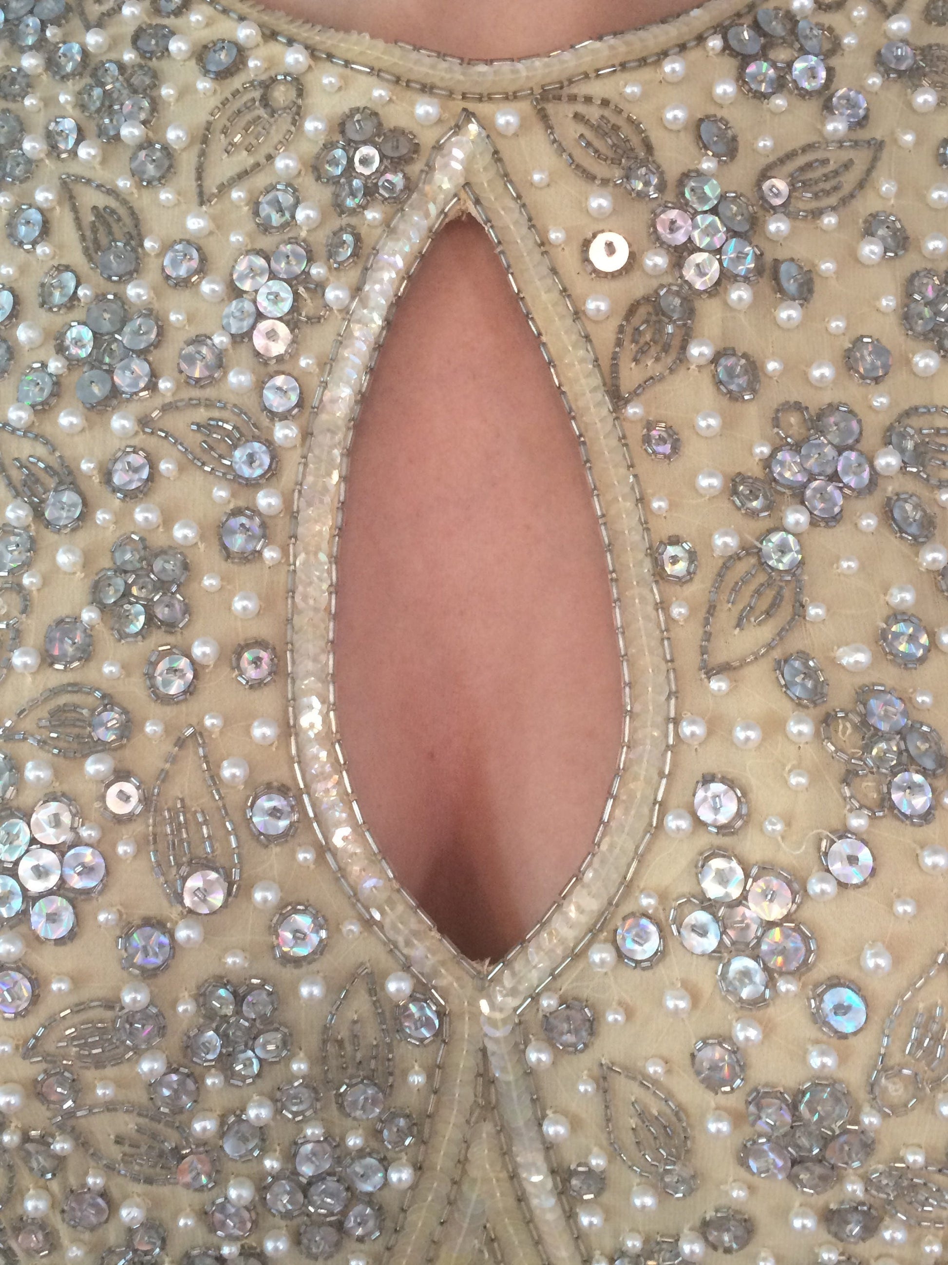 Vintage 1980's Naeem Kahn Beaded Gown W/ Front and Back Keyhole - The Kit Vintage