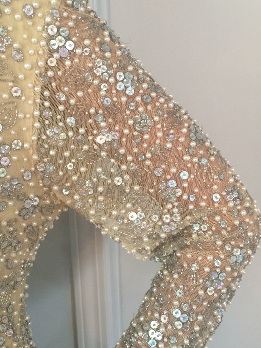 Vintage 1980's Naeem Kahn Beaded Gown W/ Front and Back Keyhole - The Kit Vintage