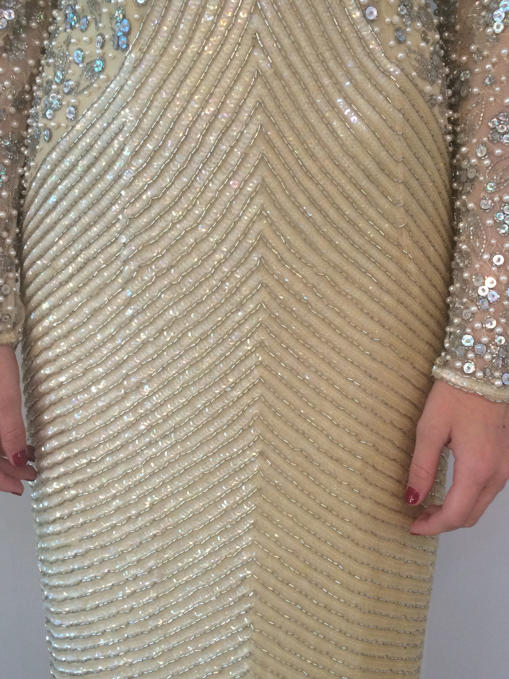 Vintage 1980's Naeem Kahn Beaded Gown W/ Front and Back Keyhole - The Kit Vintage