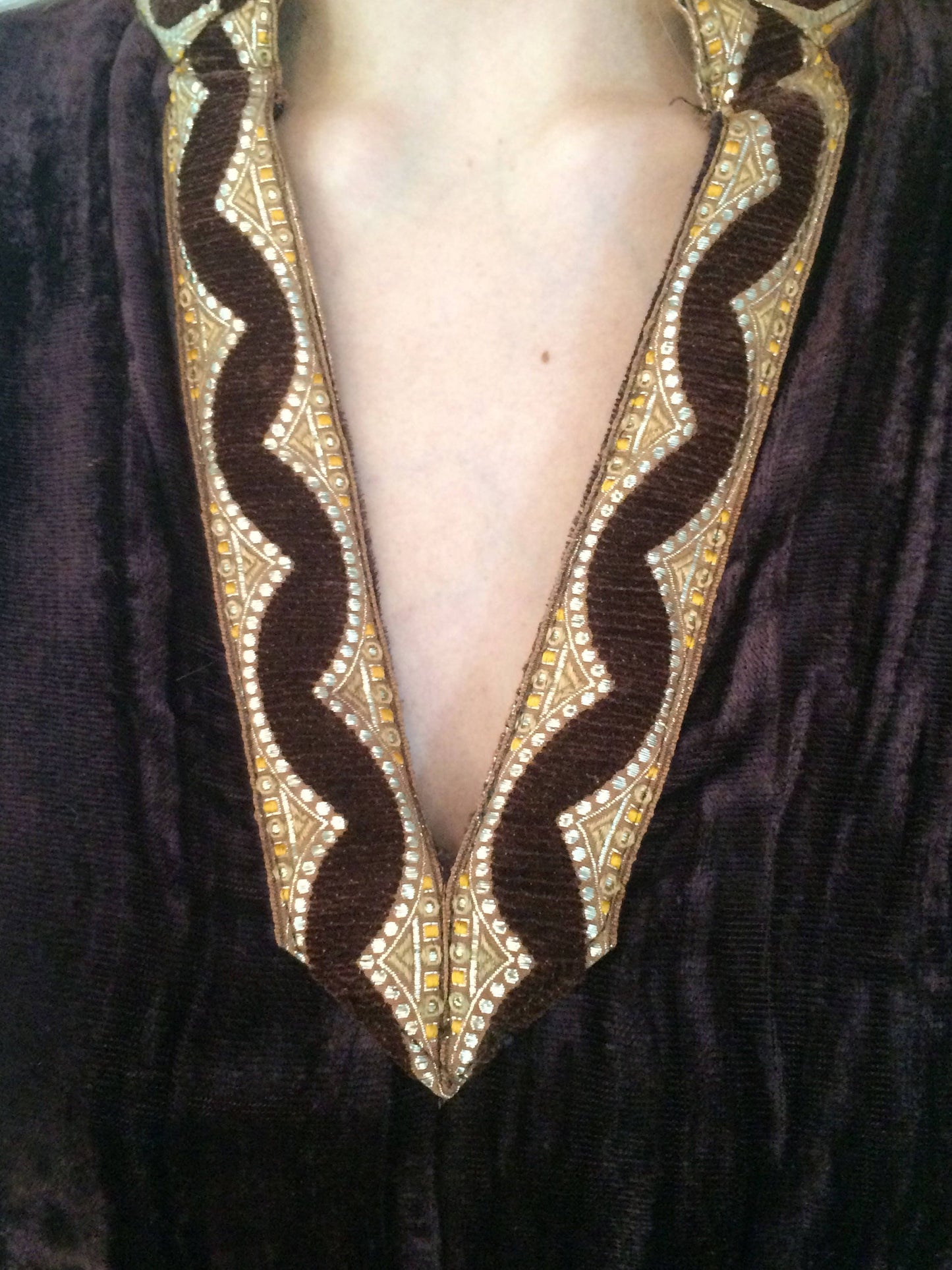 Vintage 1970s Brown Oscar de la Renta Velvet Belted Dress