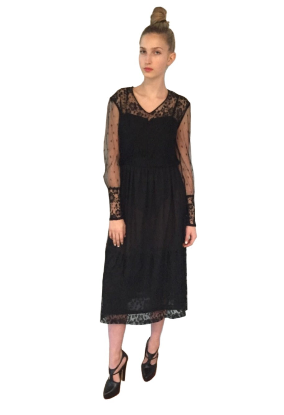 Vintage 1980's French Black Lace Cocktail Dress Vintage 1980's French Black Lace Cocktail Dress