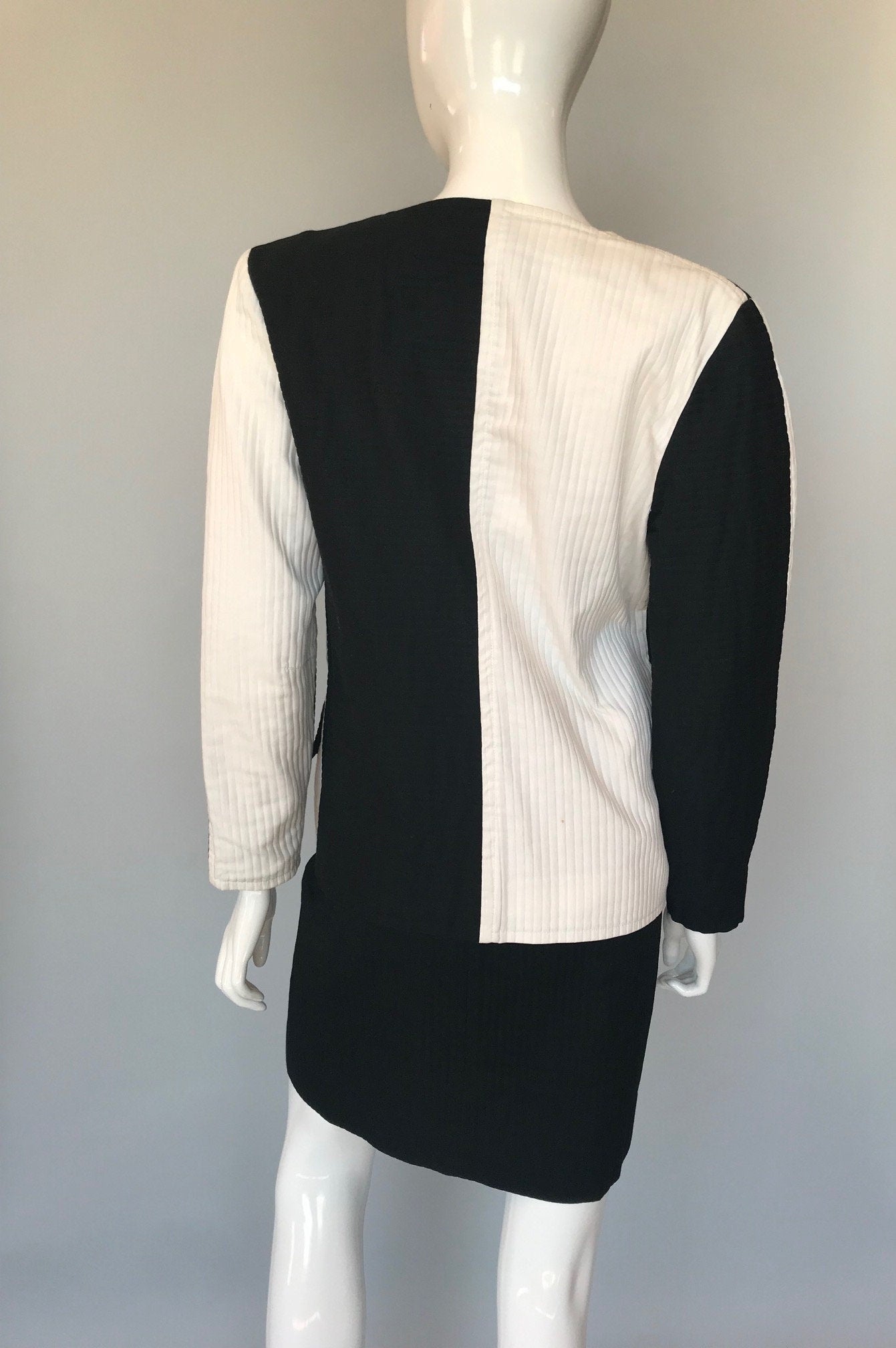 Courreges Black and White Color Block Jacket and Dress Set