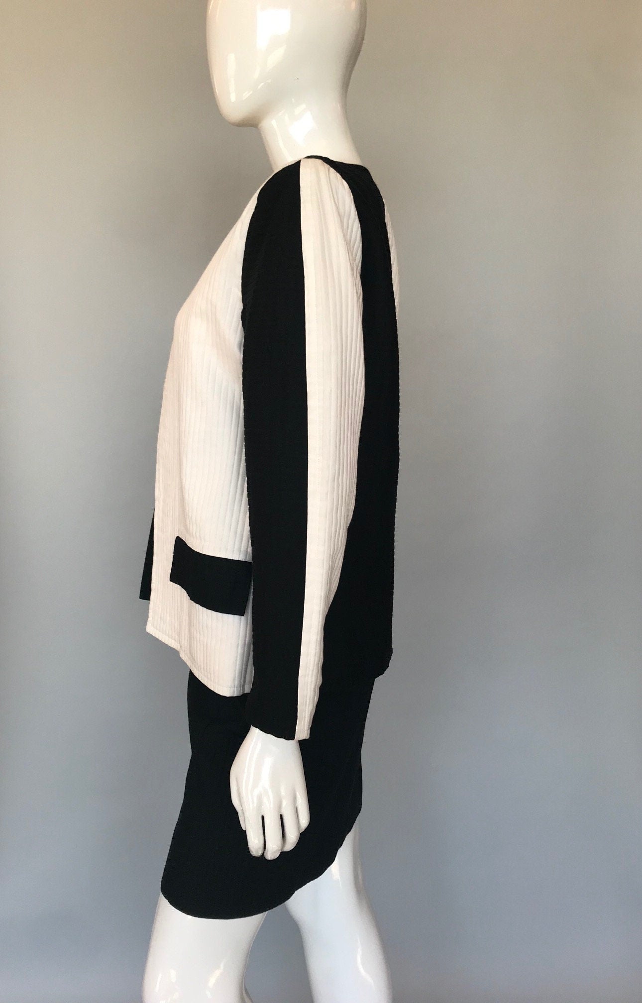 Courreges Black and White Color Block Jacket and Dress Set