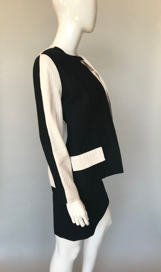 Courreges Black and White Color Block Jacket and Dress Set - The Kit Vintage