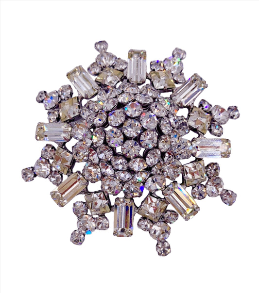 Vintage 1960's Crystal Signed Sunburst Brooch - The Kit Vintage