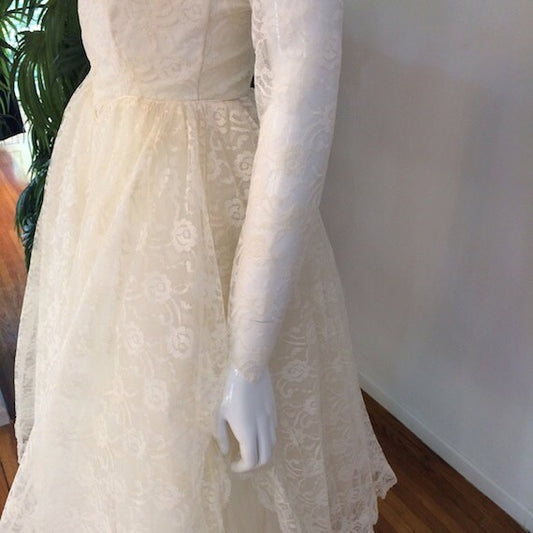 Vintage 1950's Tulle and Lace Wedding Dress/Cocktail Length 50s Wedding Dress - The Kit Vintage