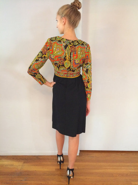Vintage 1960's Victor Costa Paisley and Crystal Cocktail Dress - The Kit Vintage