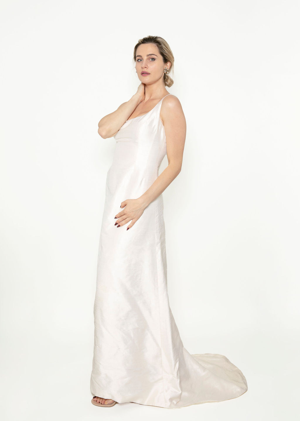 Jane Marquis Vintage 1960's Style White Gown With Train - The Kit Vintage