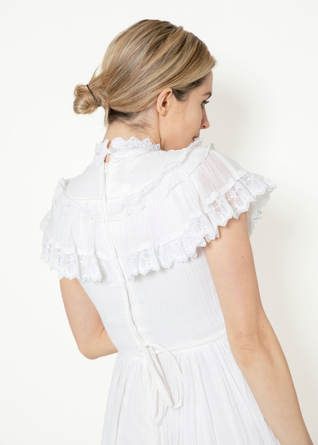 Vintage Gunne Sax Cotton Lace High Neck Victorian Style Dress - The Kit Vintage