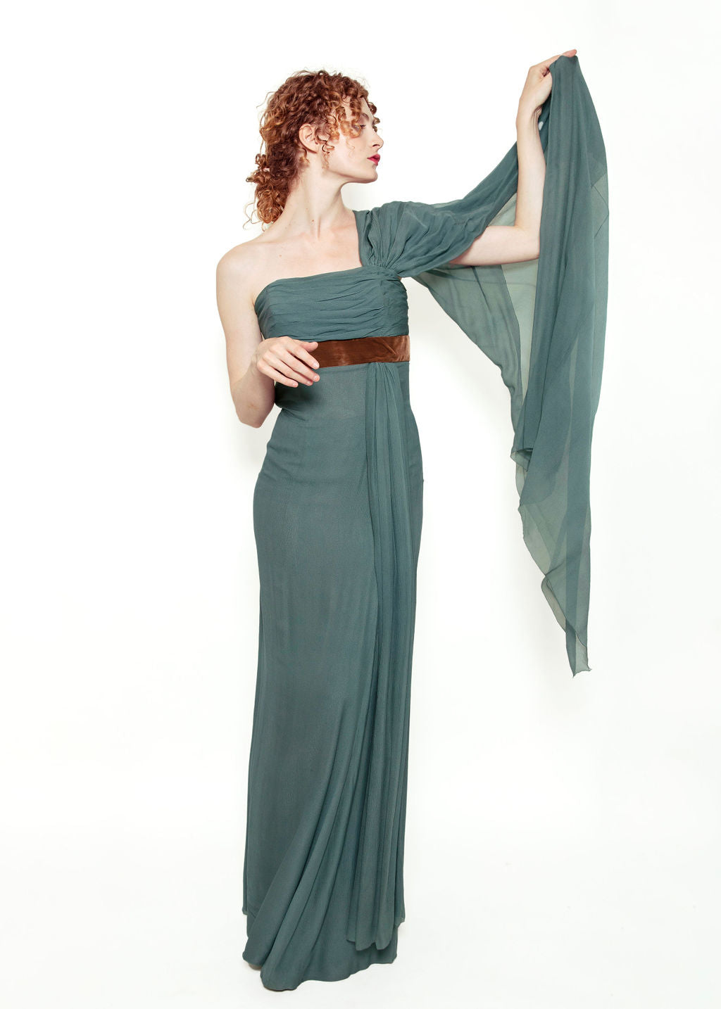 Custom Couture One Shoulder Chiffon Gown - The Kit Vintage