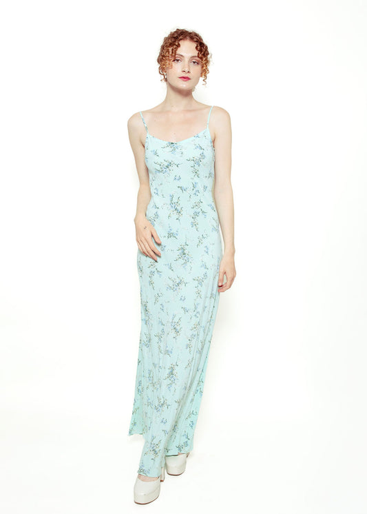 Jane Booke Blue Floral Low Back Slip Dress - The Kit Vintage