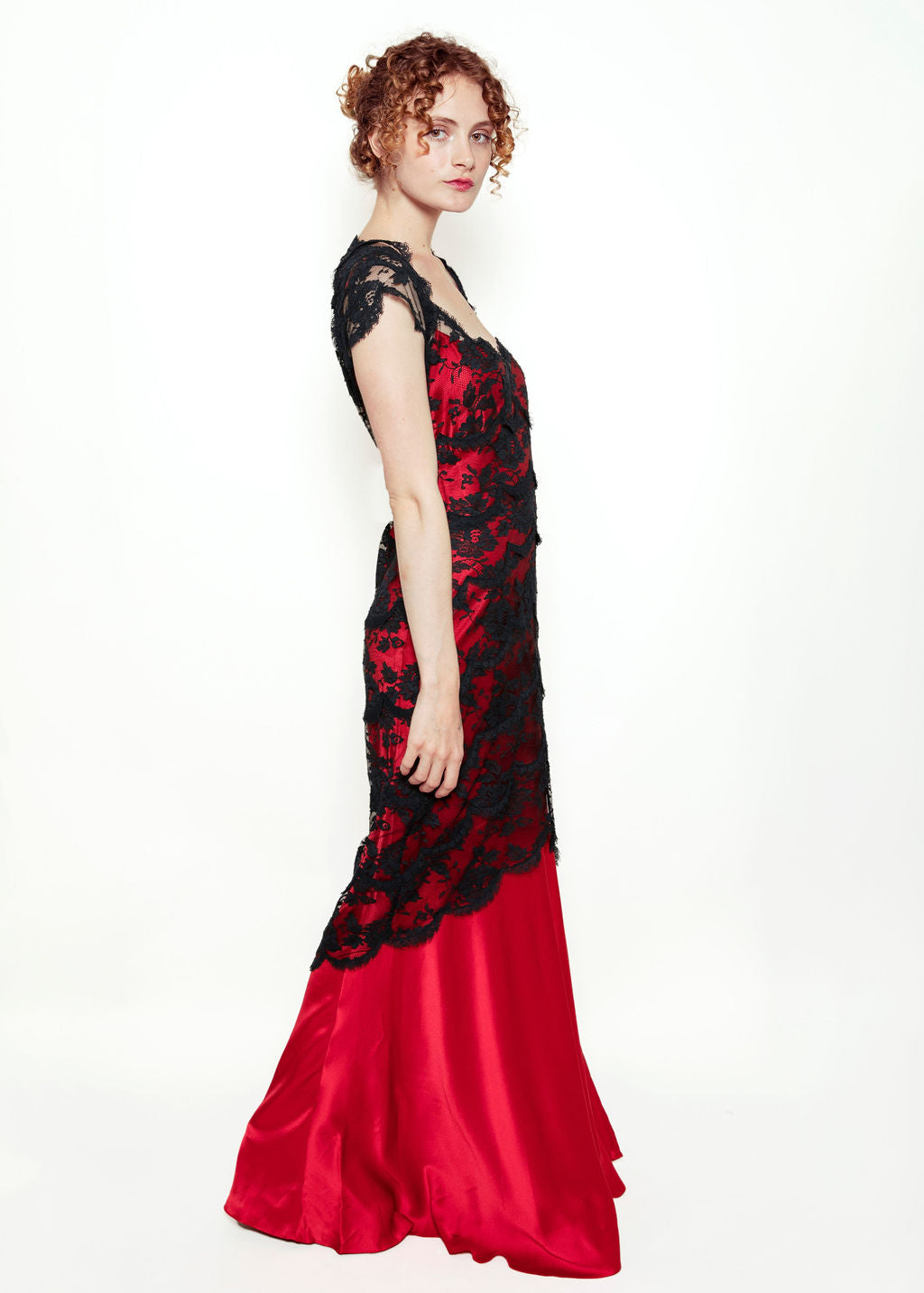 Moschino Red Slip Dress with Lace Overlay - The Kit Vintage