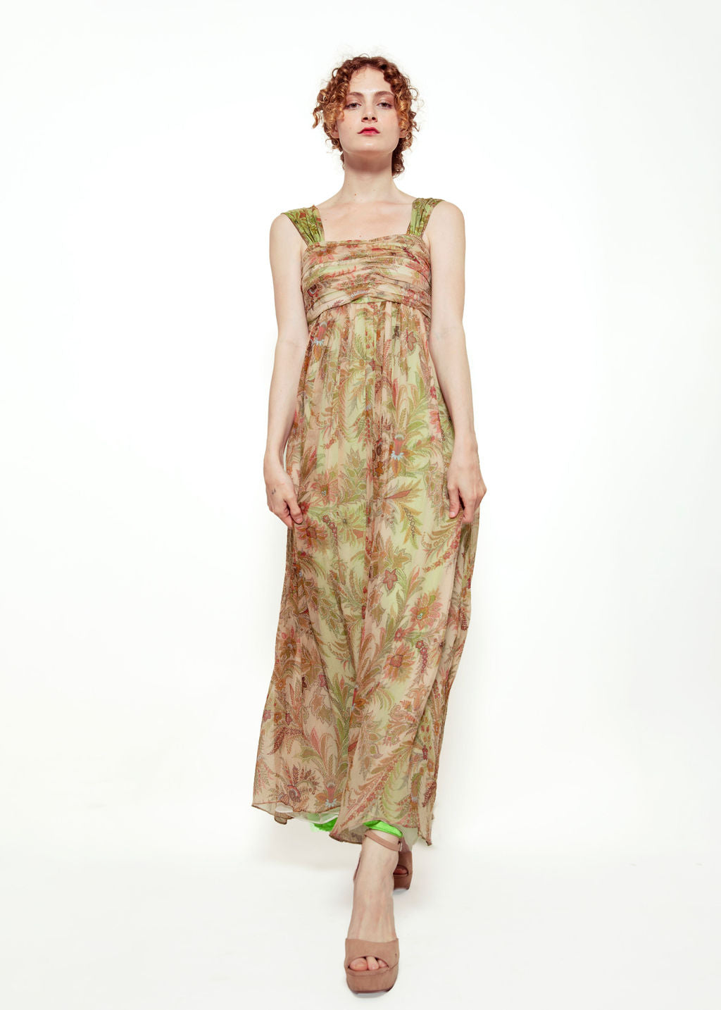Custom Paisley Etro Fabric Chiffon Dress - The Kit Vintage