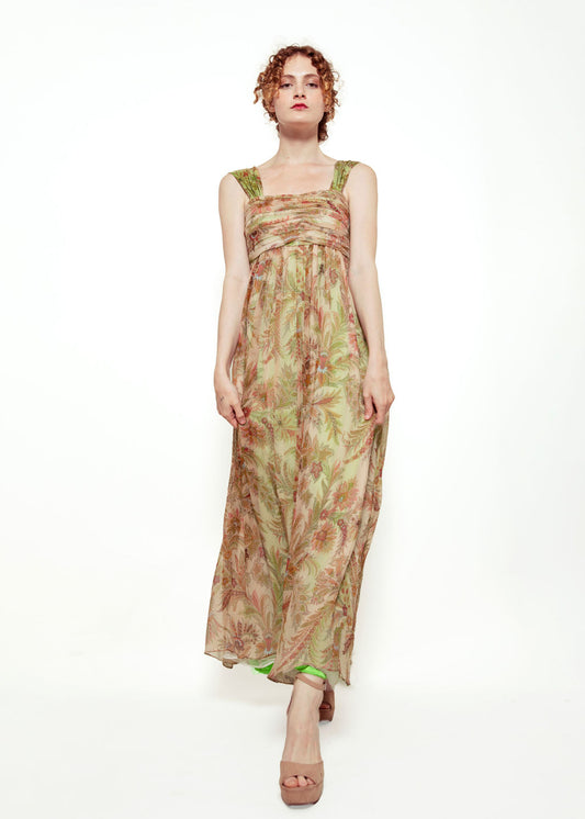 Custom Paisley Etro Fabric Chiffon Dress - The Kit Vintage
