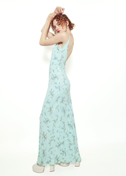 Jane Booke Blue Floral Low Back Slip Dress - The Kit Vintage