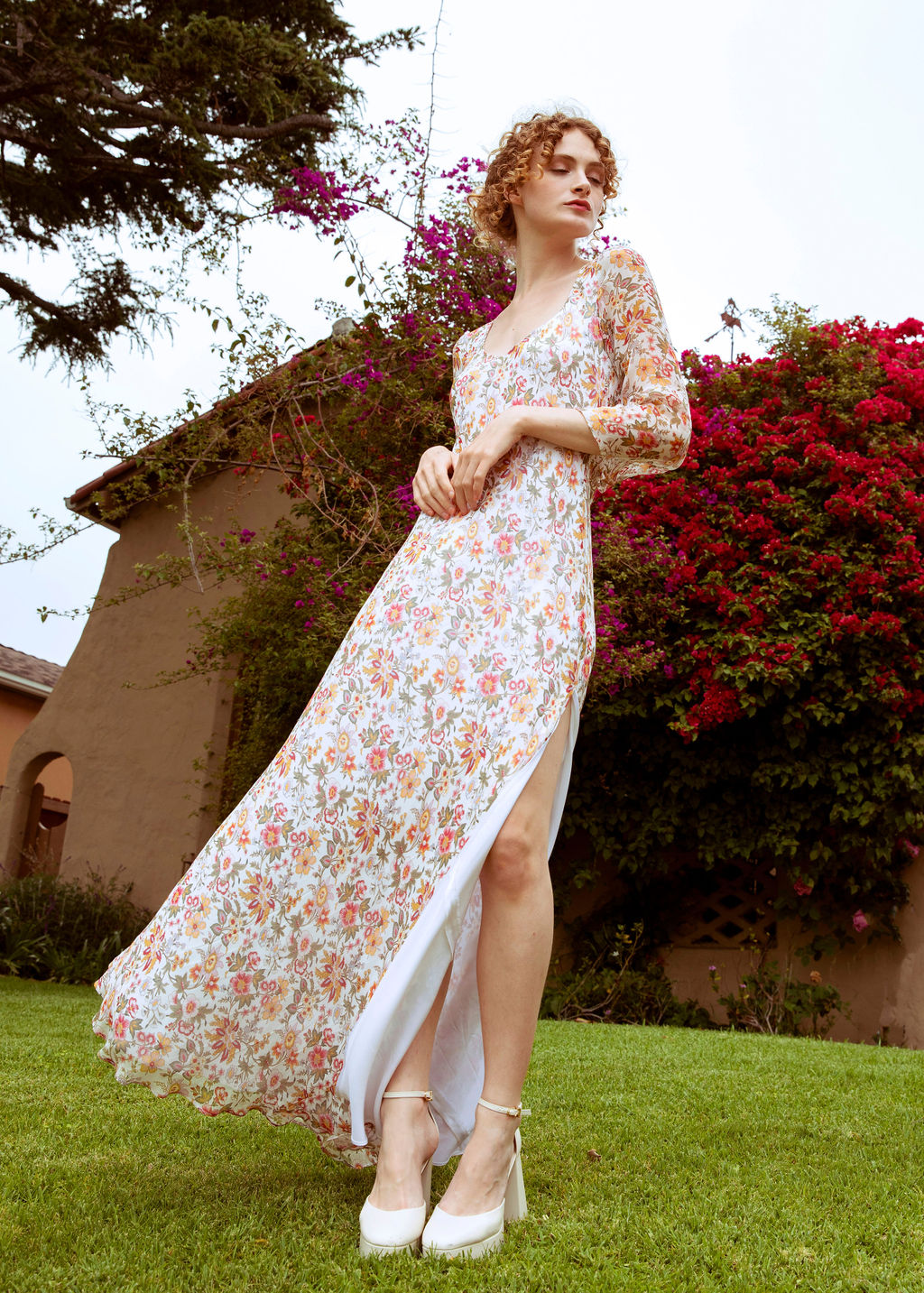 Jane Booke Floral Chiffon Dress With Slit - The Kit Vintage