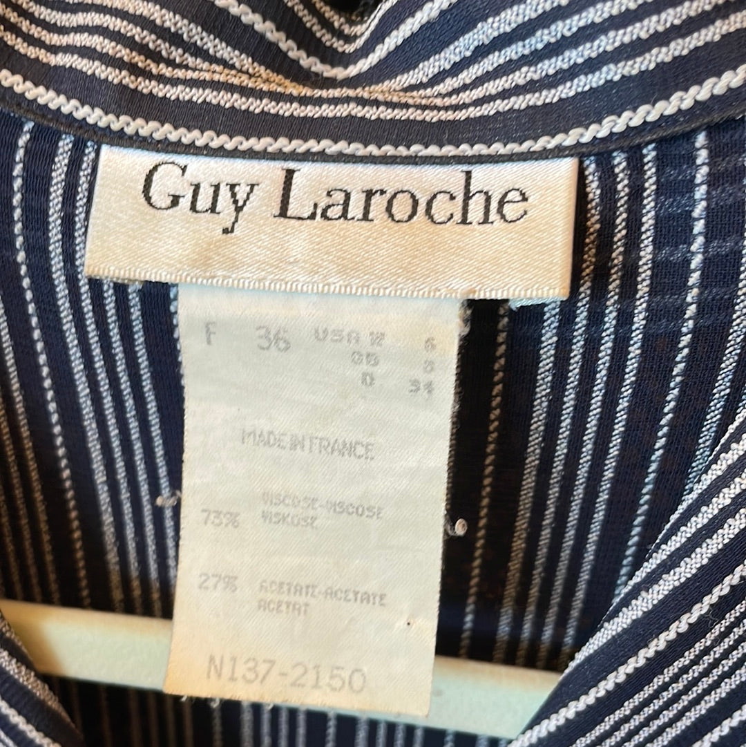 Guy Laroche Navy + White Striped Shirt - The Kit Vintage