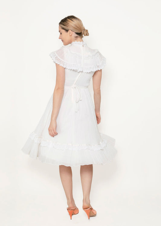 Vintage Gunne Sax Cotton Lace High Neck Victorian Style Dress - The Kit Vintage