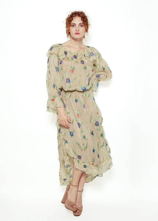 Yves Saint Laurent Sheer & Metallic Floral Dress - The Kit Vintage