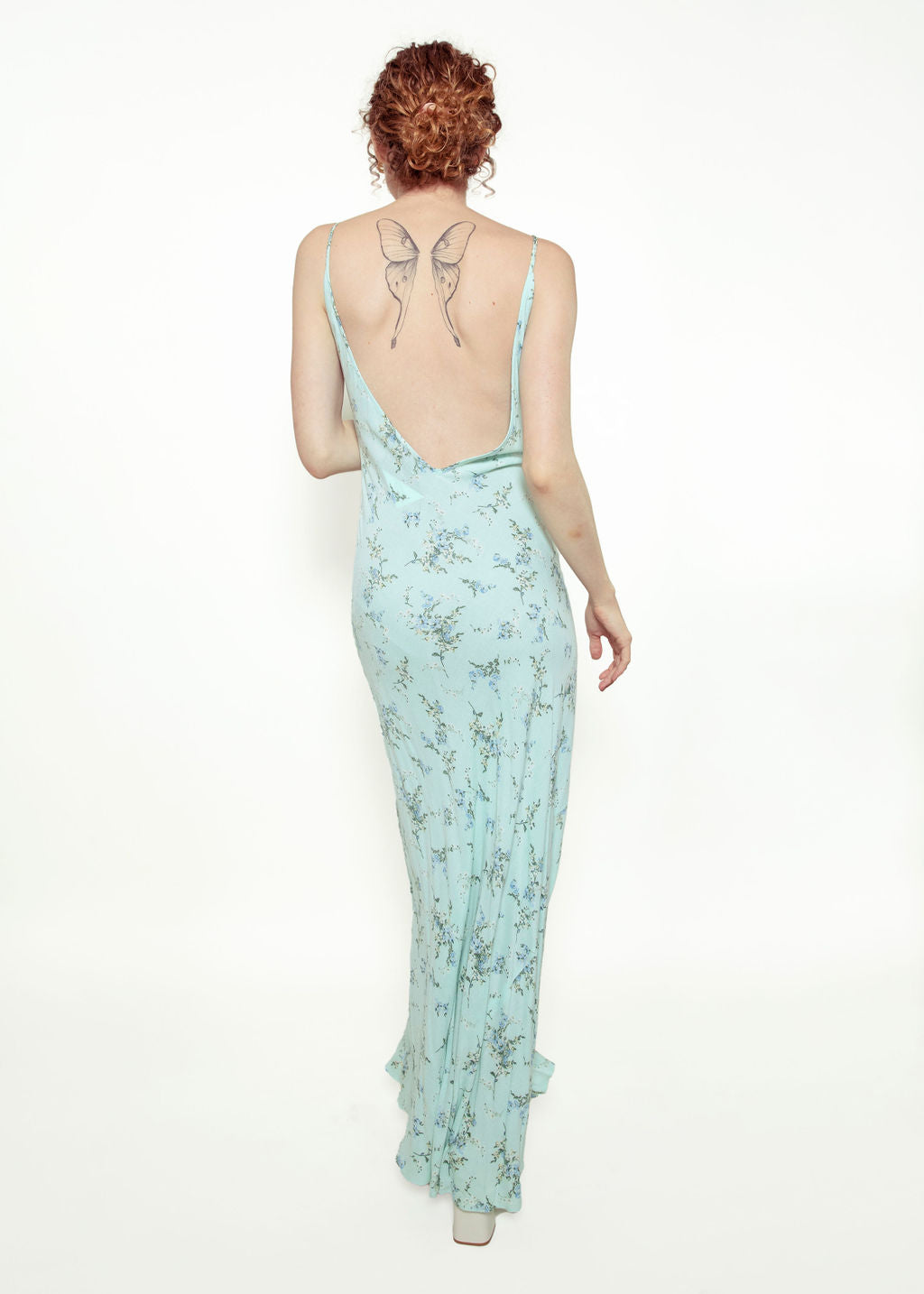 Jane Booke Blue Floral Low Back Slip Dress - The Kit Vintage