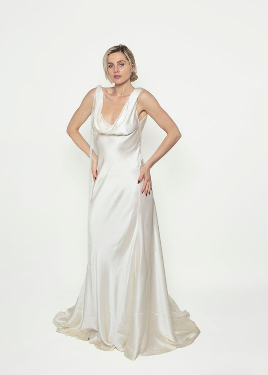 Alberta Ferretti White Silk Bias Cut Gown - The Kit Vintage