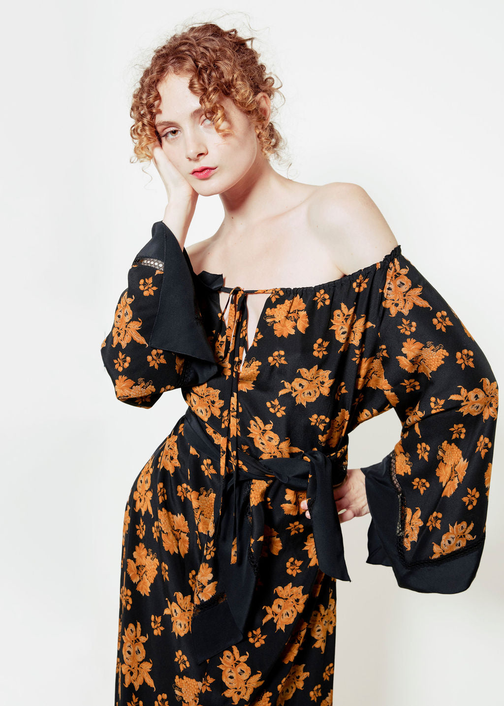 Chloe Silk Grapevine Printed Caftan - The Kit Vintage
