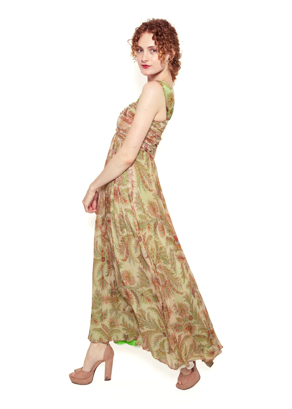 Custom Paisley Etro Fabric Chiffon Dress - The Kit Vintage