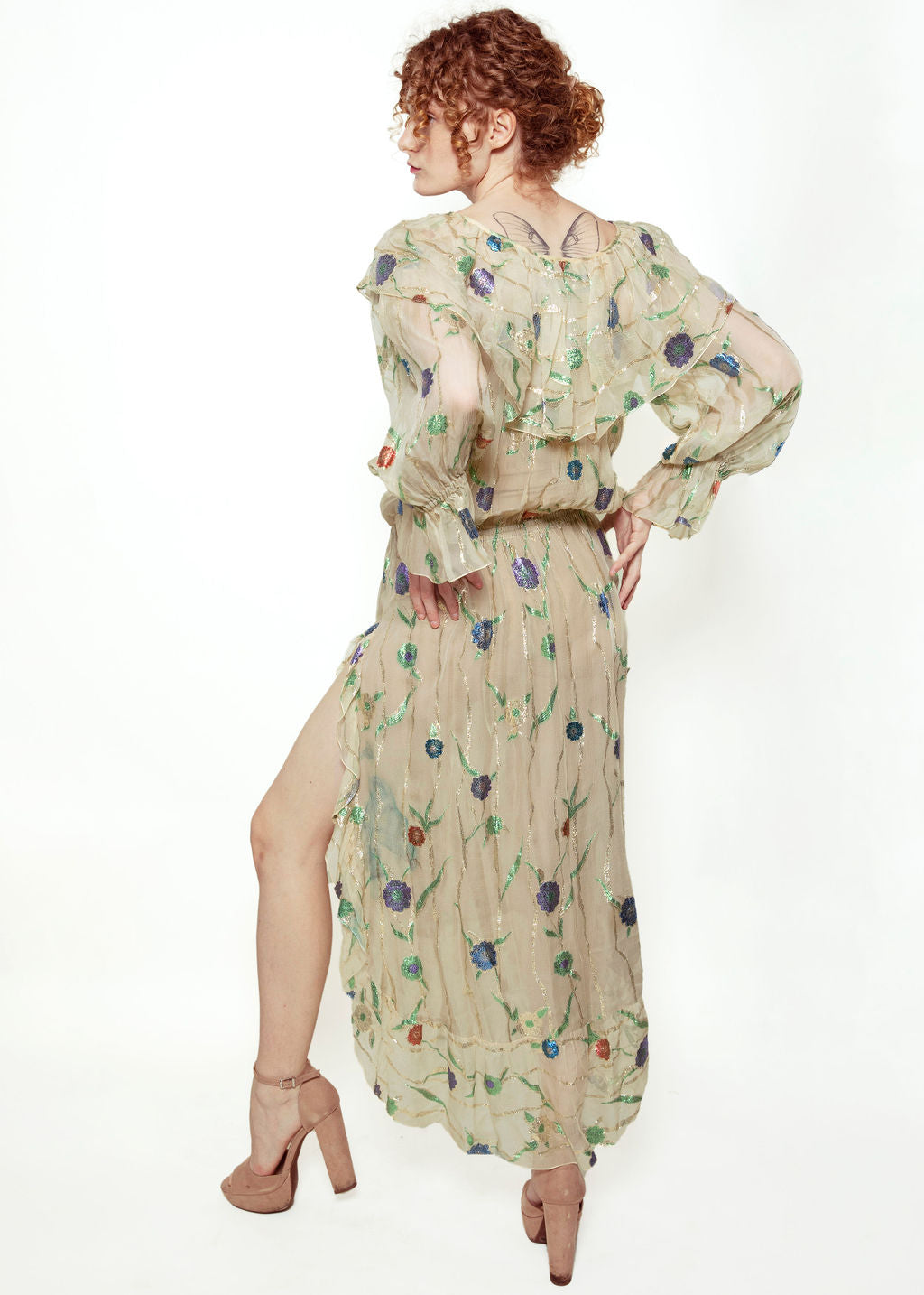 Yves Saint Laurent Sheer & Metallic Floral Dress - The Kit Vintage