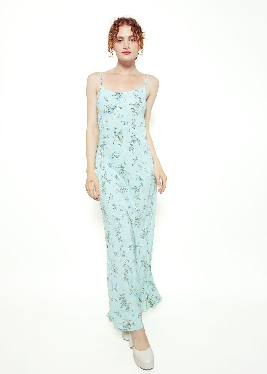 Jane Booke Blue Floral Low Back Slip Dress - The Kit Vintage