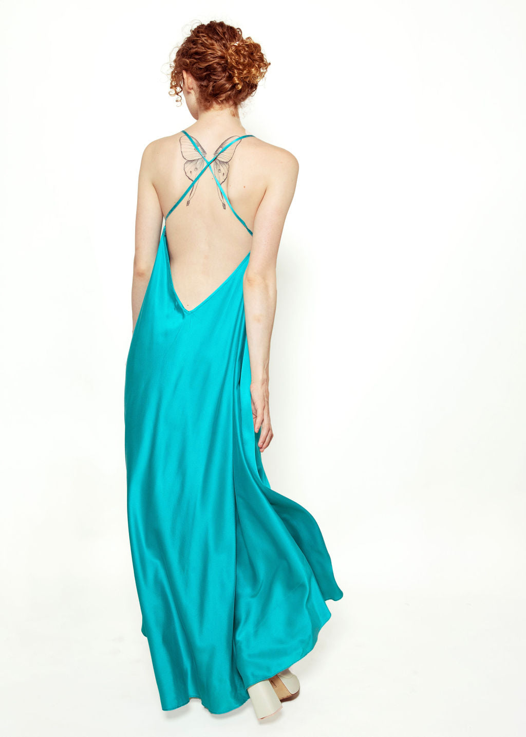 Electric Blue Cross Back Silk Slip Dress - The Kit Vintage