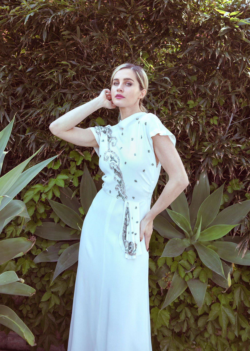1940's White Sequin Embellished Dress - The Kit Vintage