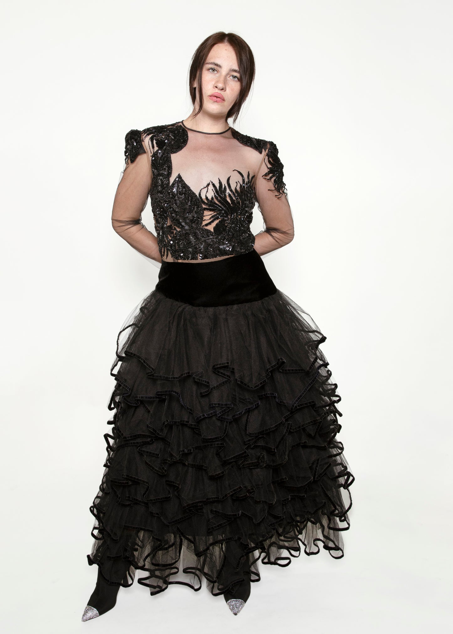 Paul Louis Orrier Illusion Sequin & Tulle Gown - The Kit Vintage