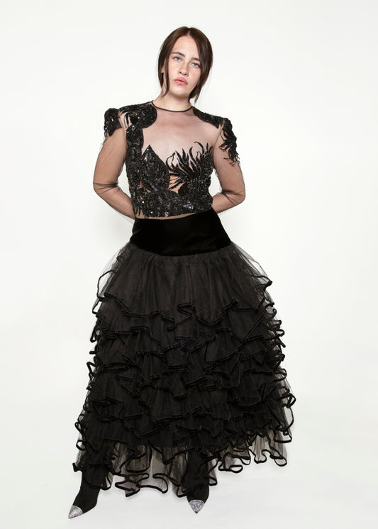 Paul Louis Orrier Illusion Sequin & Tulle Gown - The Kit Vintage