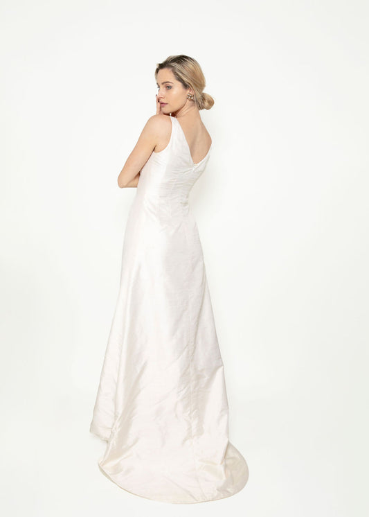 Jane Marquis Vintage 1960's Style White Gown With Train - The Kit Vintage
