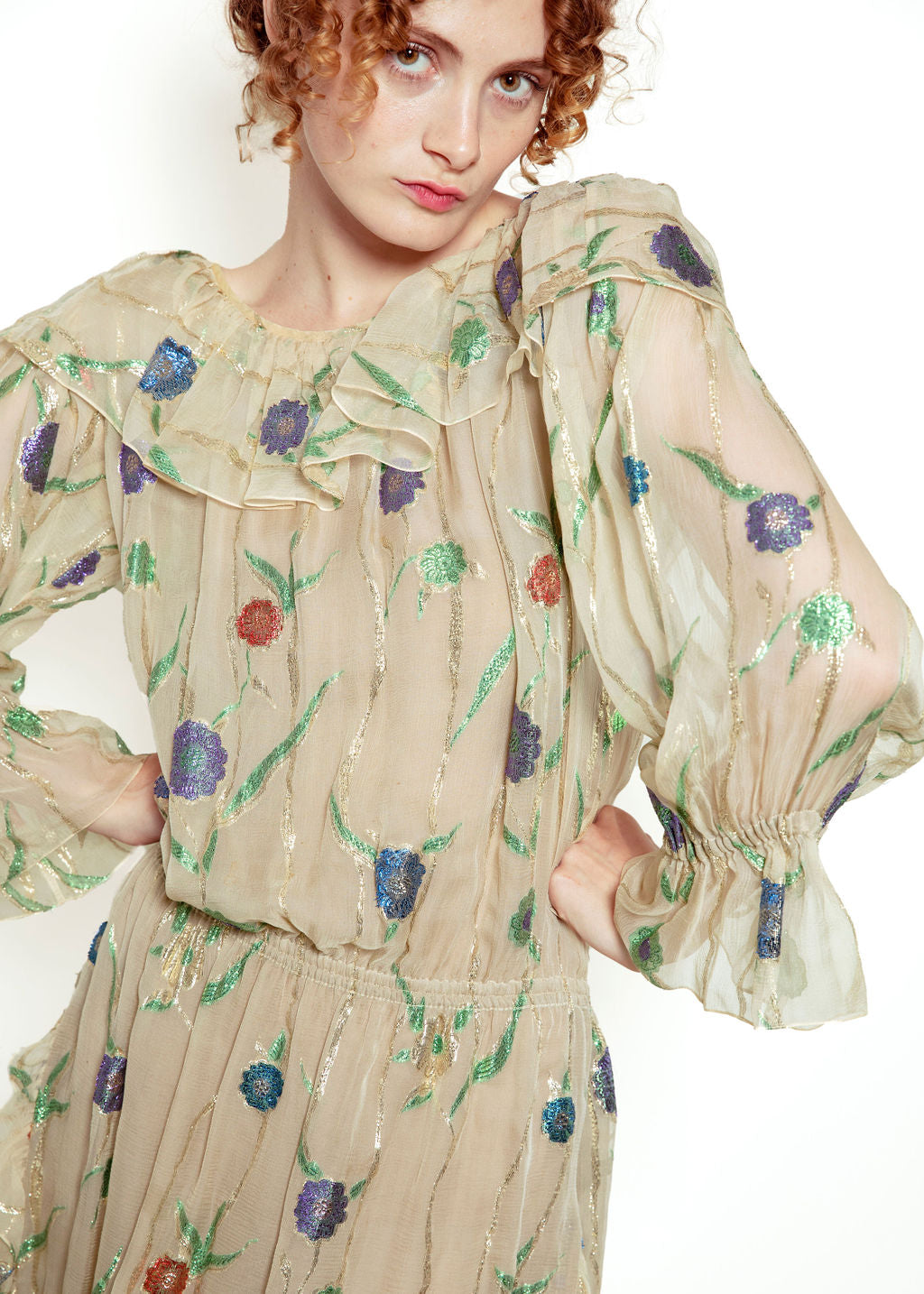 Yves Saint Laurent Sheer & Metallic Floral Dress - The Kit Vintage