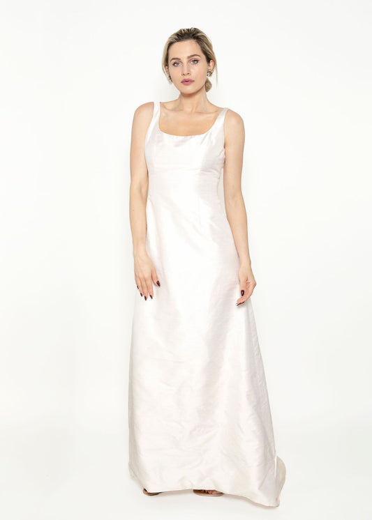 Jane Marquis Vintage 1960's Style White Gown With Train - The Kit Vintage