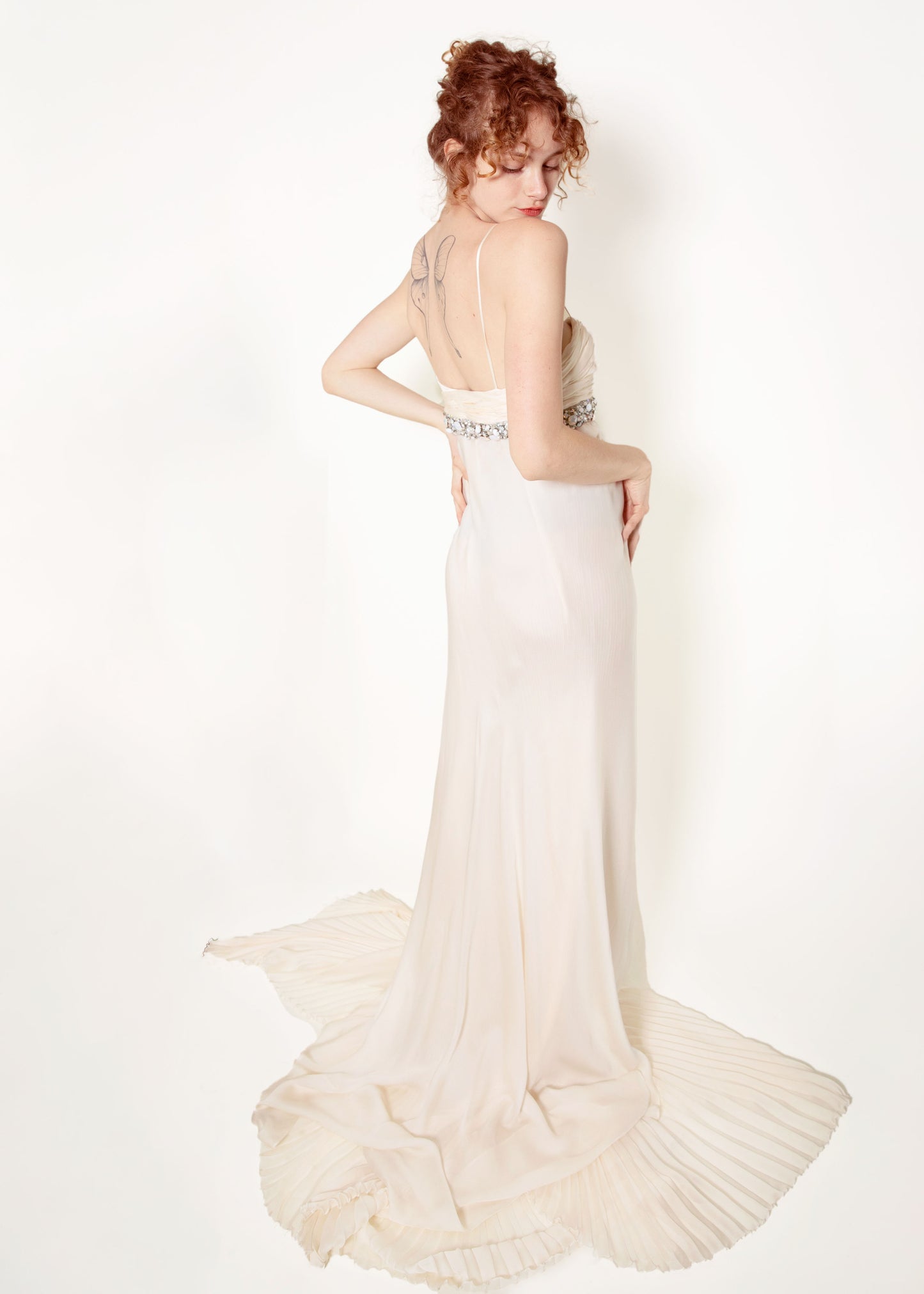 Roberto Cavalli F/W 2005 White Pleated Silk Gown - The Kit Vintage