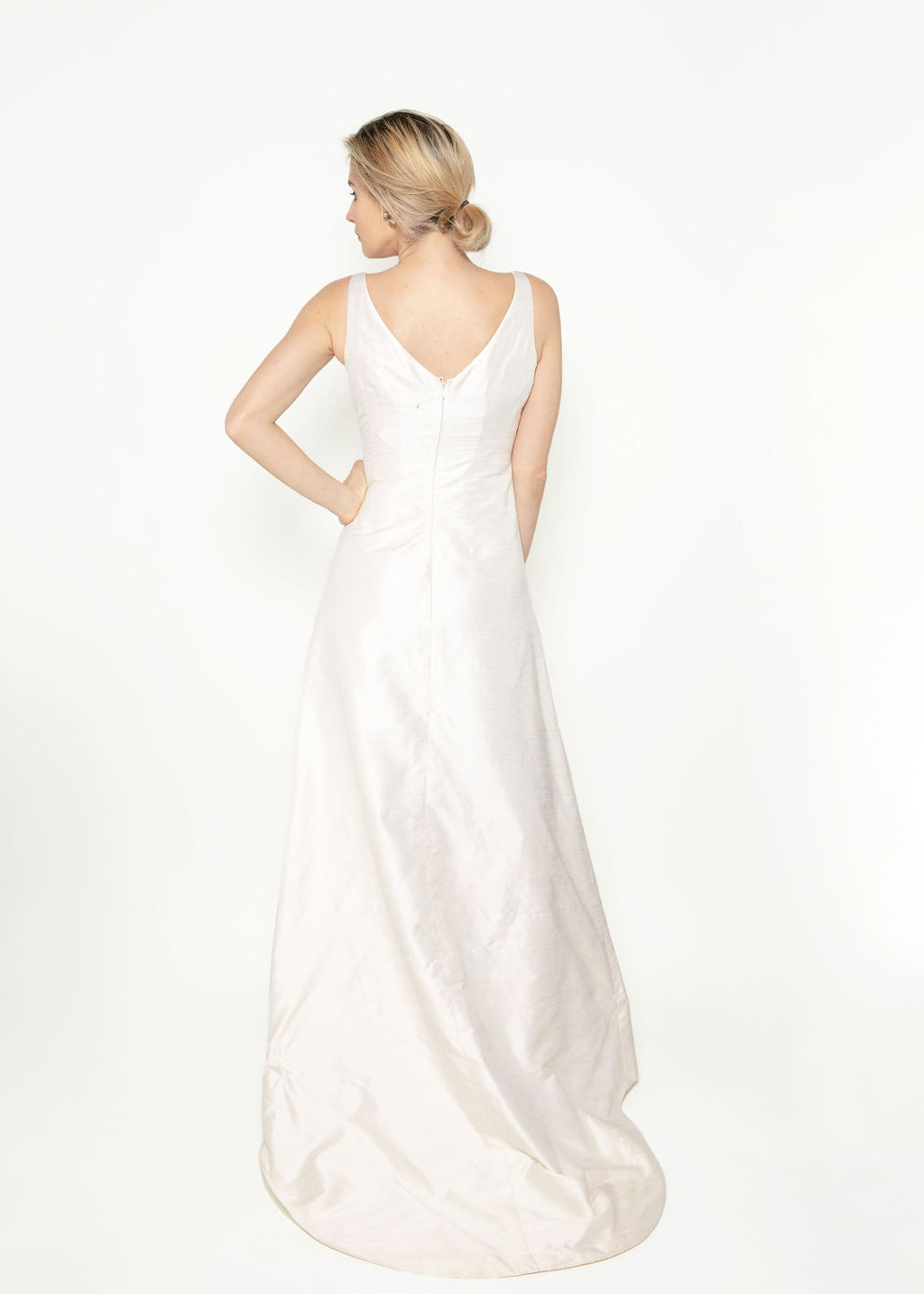 Jane Marquis Vintage 1960's Style White Gown With Train