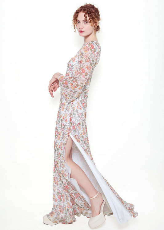 Jane Booke Floral Chiffon Dress With Slit - The Kit Vintage